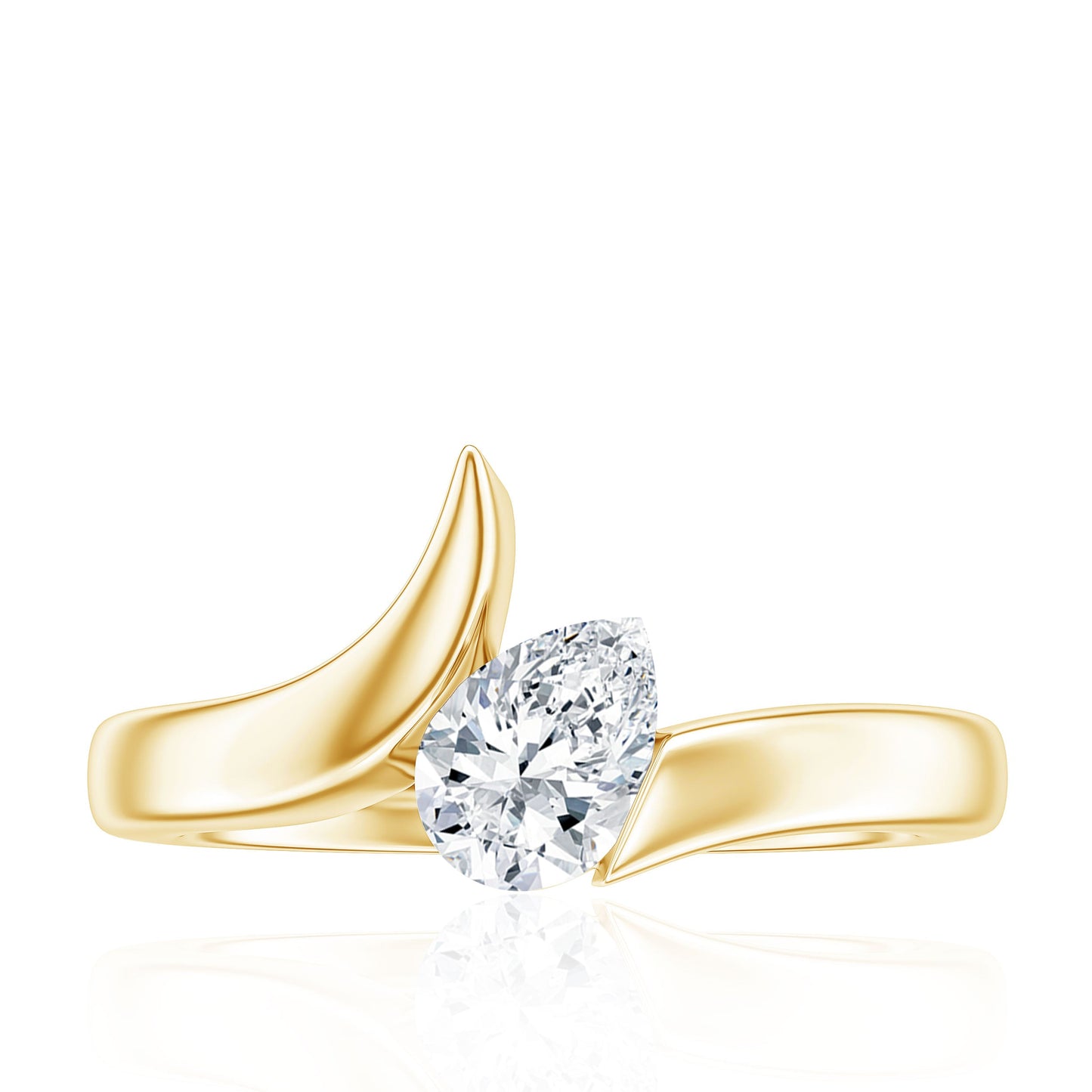 Pear Shape Lab Grown Diamond Solitaire Bypass Ring