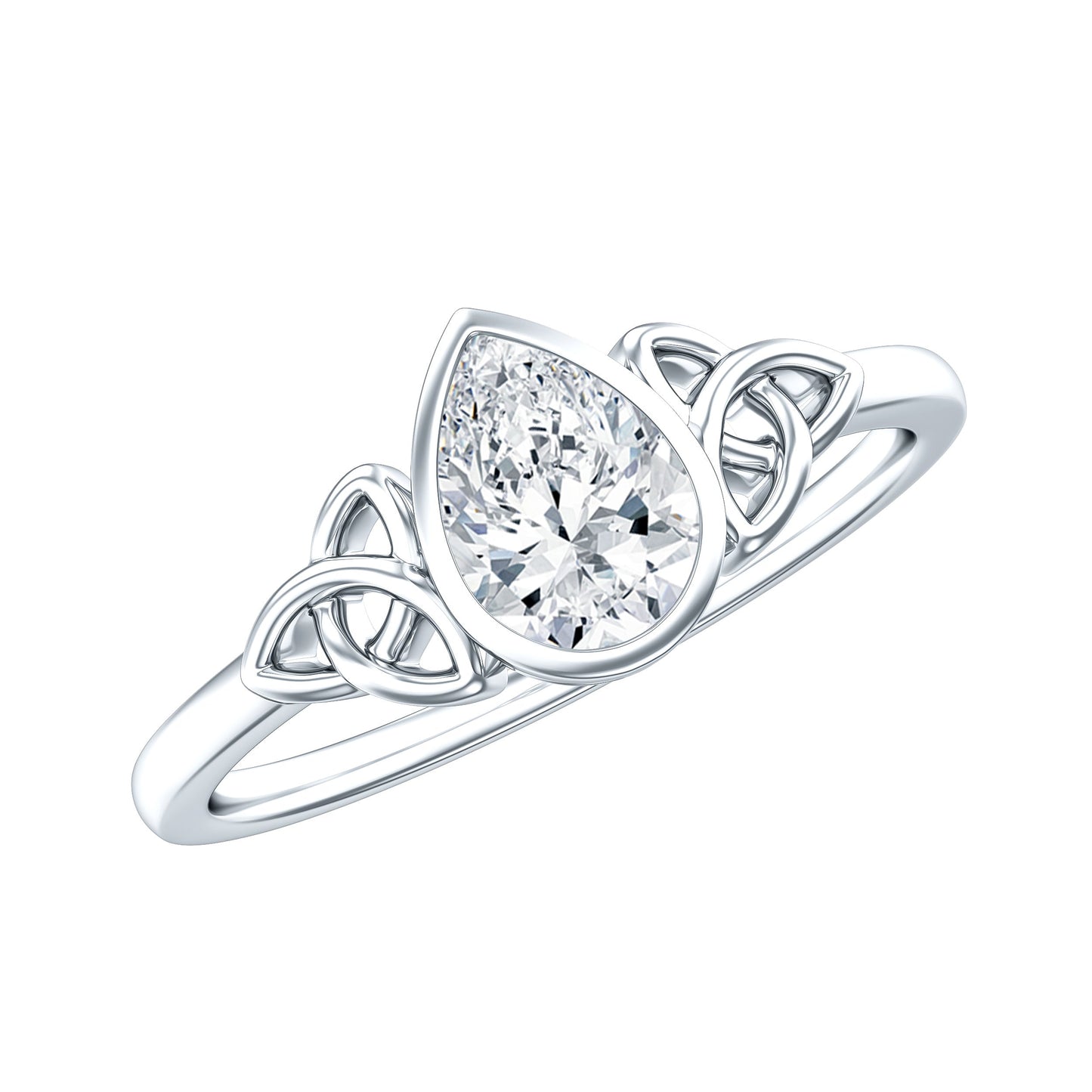 Pear Shape Lab Grown Diamond Solitaire Celtic Ring
