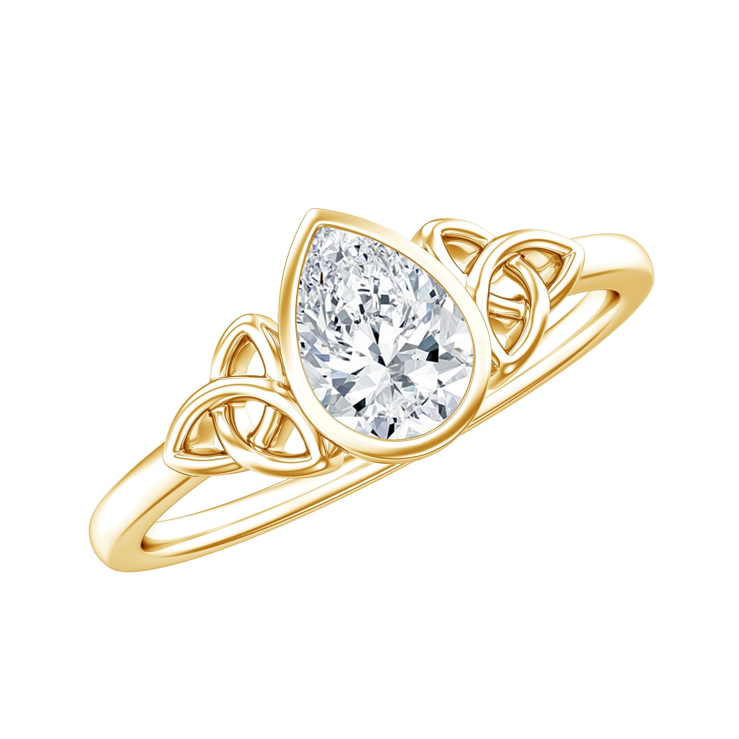 Pear Shape Lab Grown Diamond Solitaire Celtic Ring