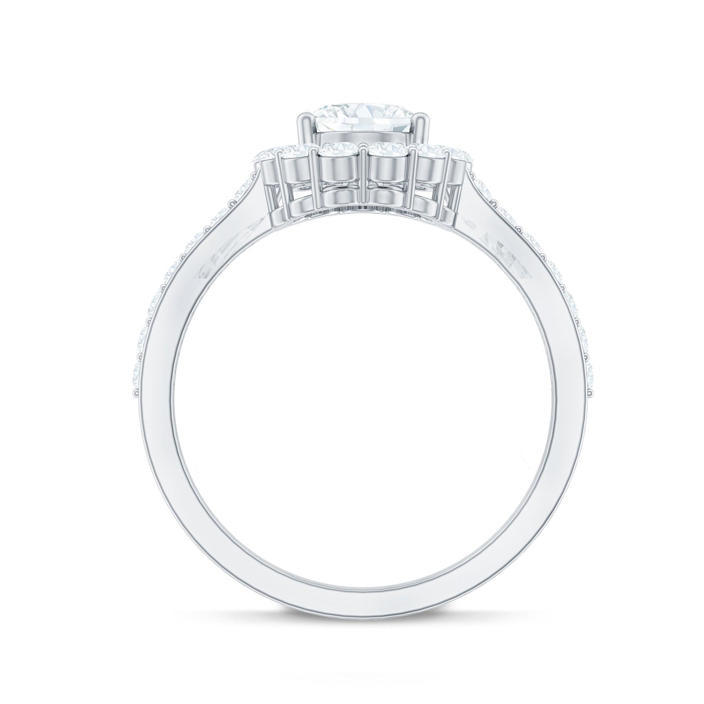 Oval Shape Lab Grown Diamond Halo Engagement Ring