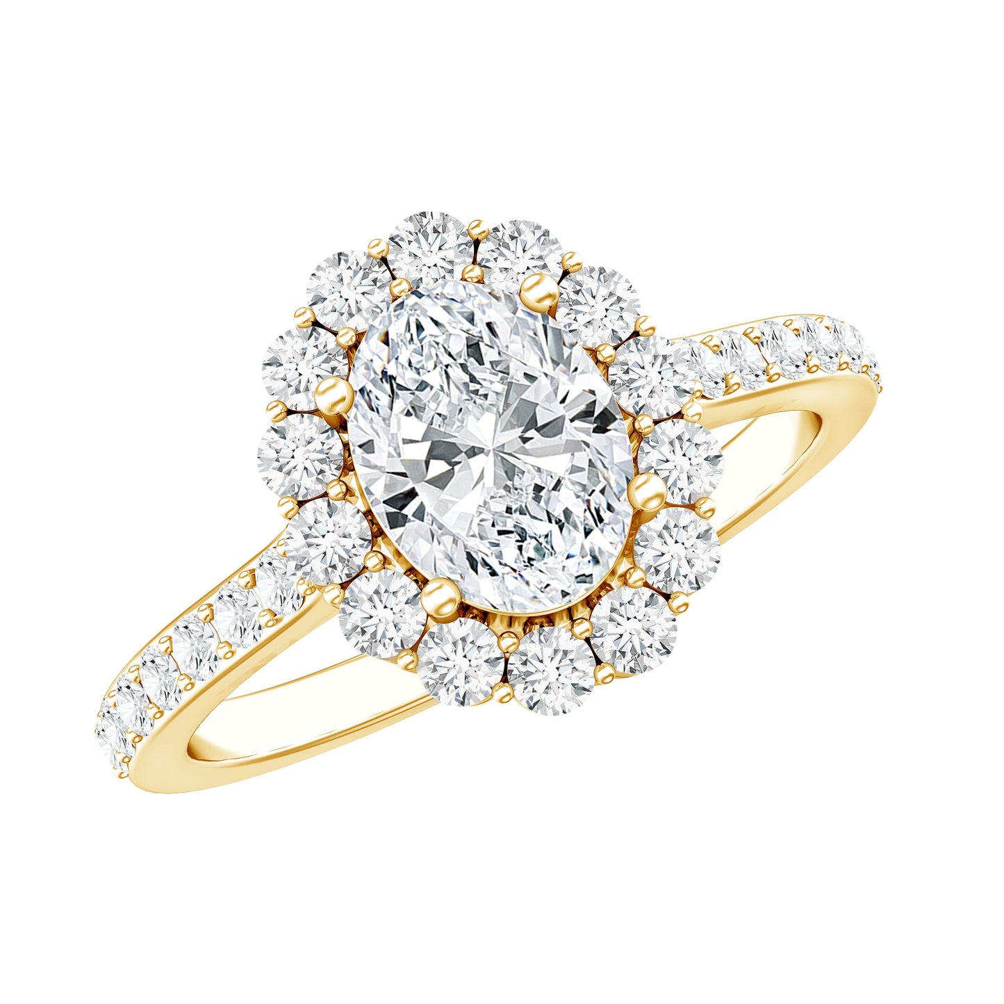 Oval Shape Lab Grown Diamond Halo Engagement Ring
