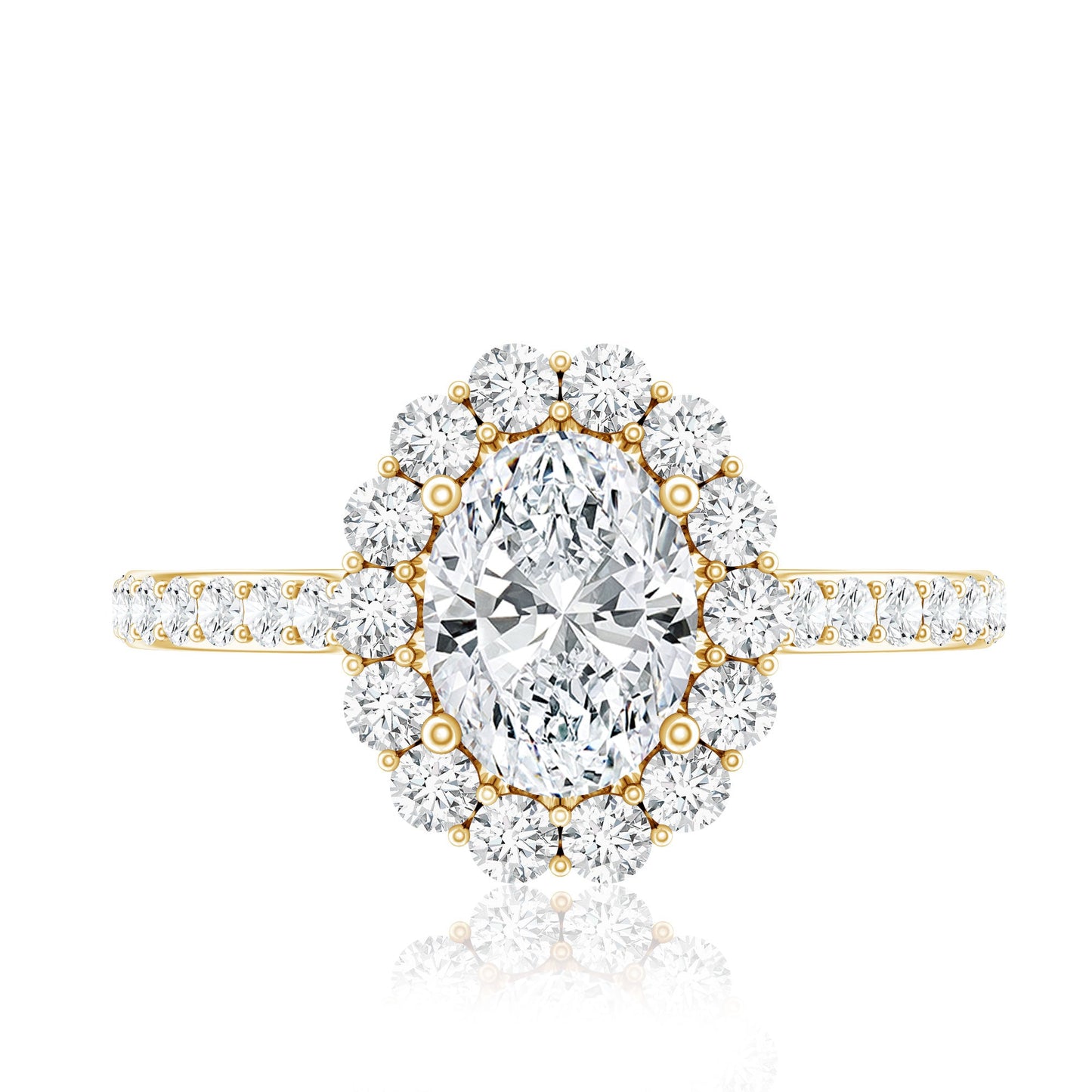 Oval Shape Lab Grown Diamond Halo Engagement Ring