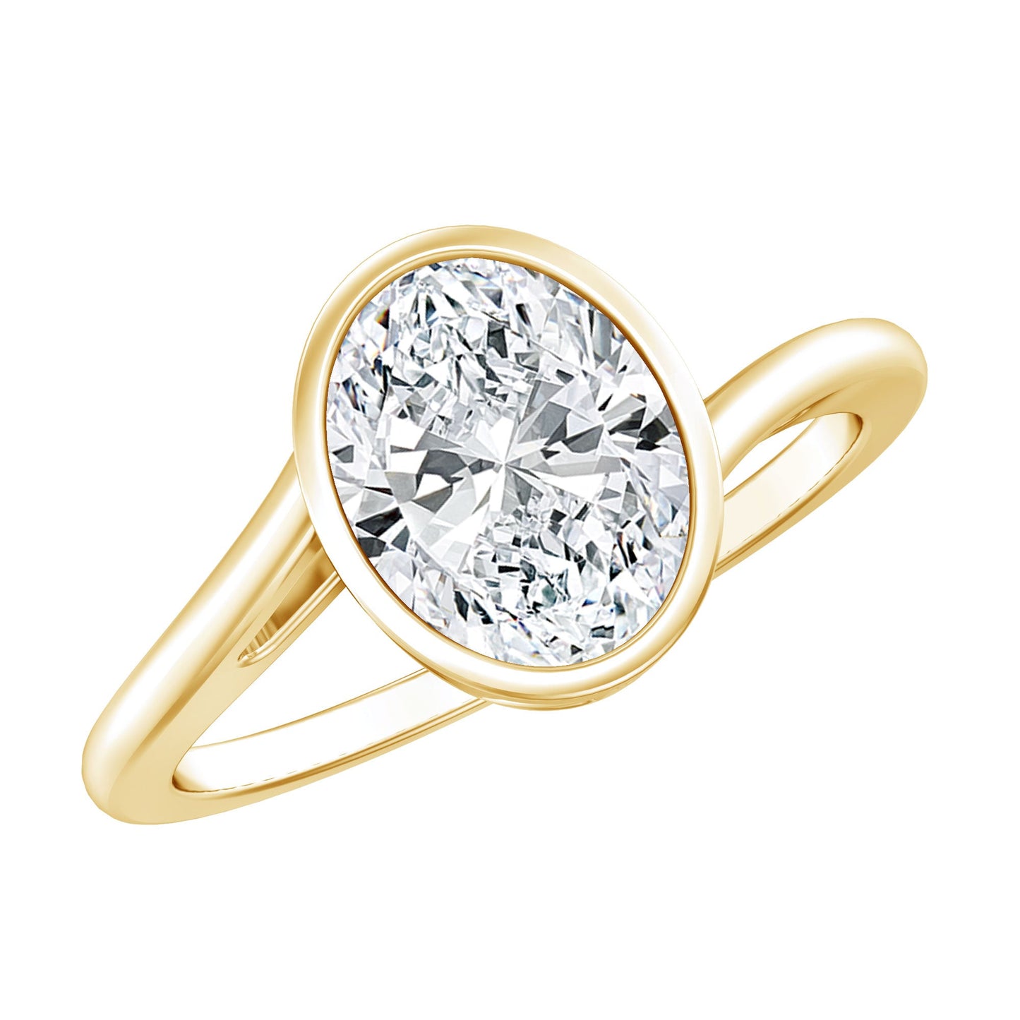 Oval Shape Lab Grown Diamond Solitaire Bypass Ring