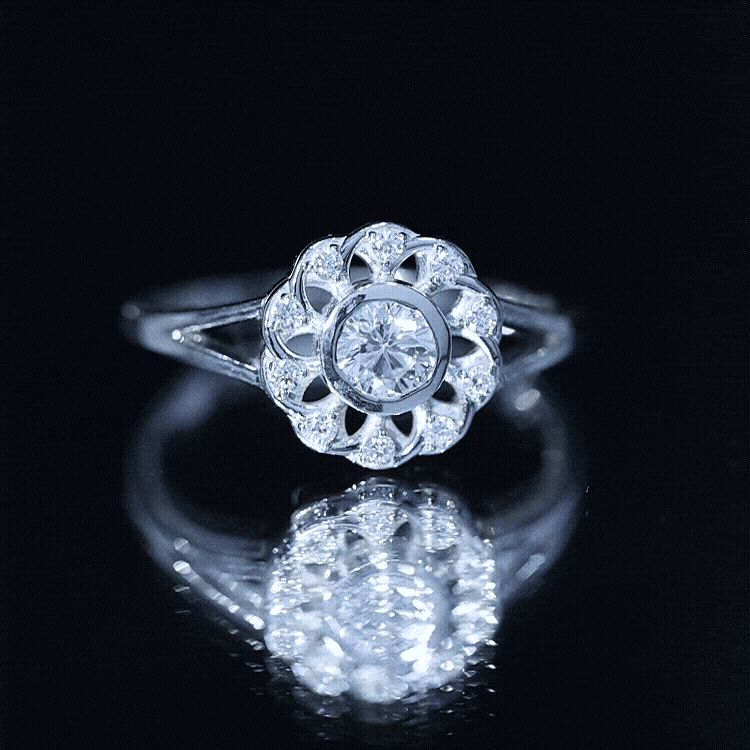 Lab Grown Diamond Nature Inspired Flower Engagement Ring