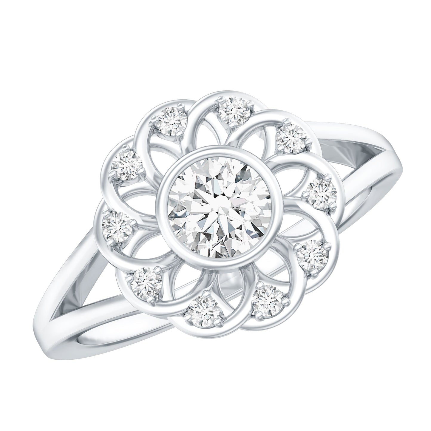 Lab Grown Diamond Nature Inspired Flower Engagement Ring