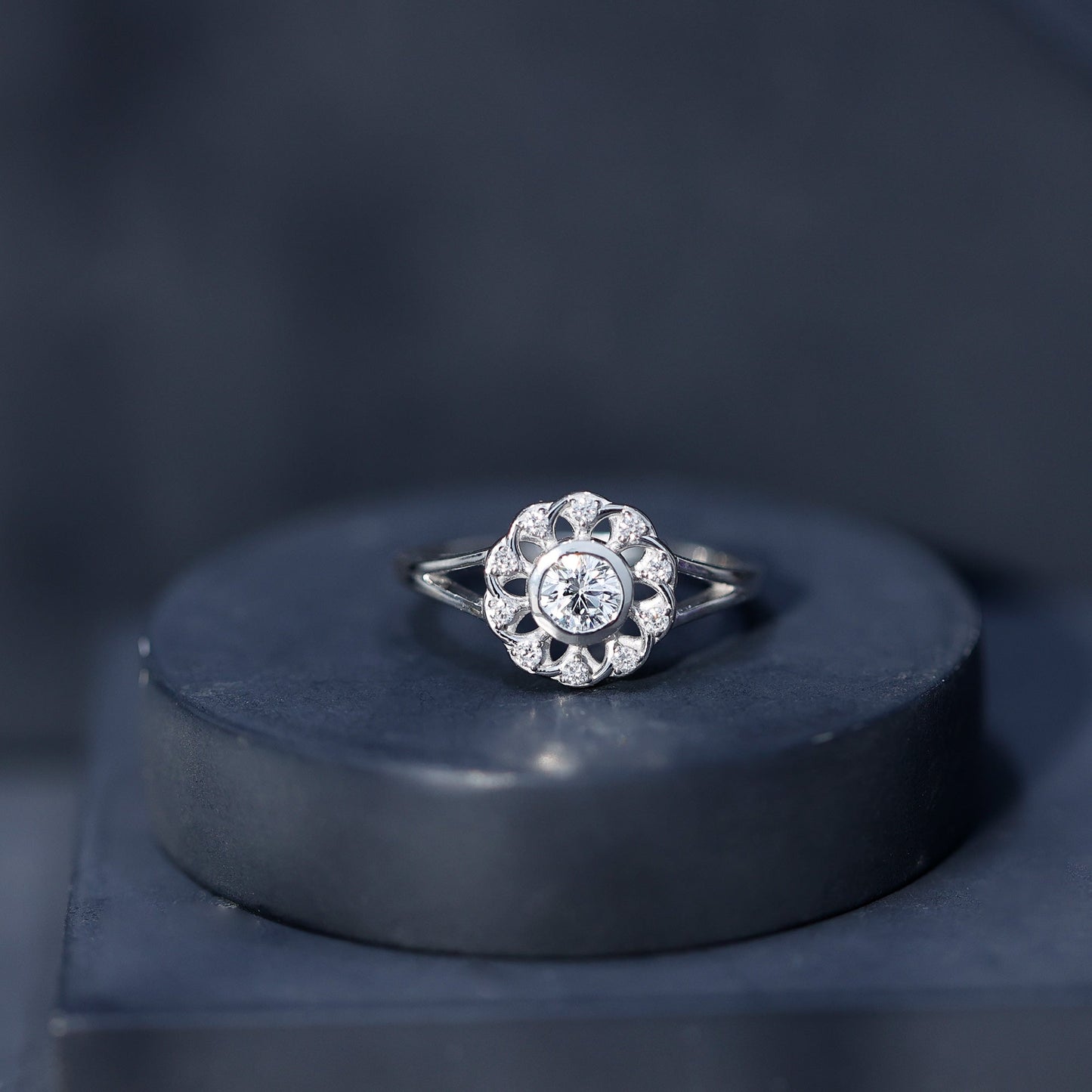 Lab Grown Diamond Nature Inspired Flower Engagement Ring