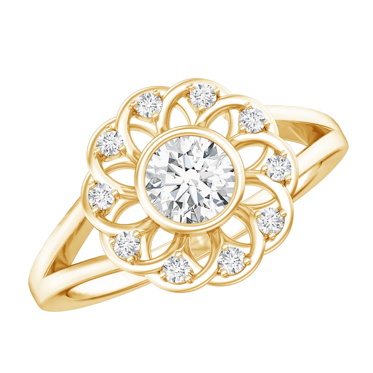 Lab Grown Diamond Nature Inspired Flower Engagement Ring