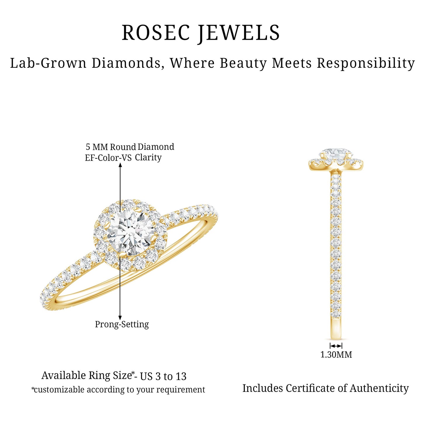 Minimal Engagement Ring with Lab Grown Diamond