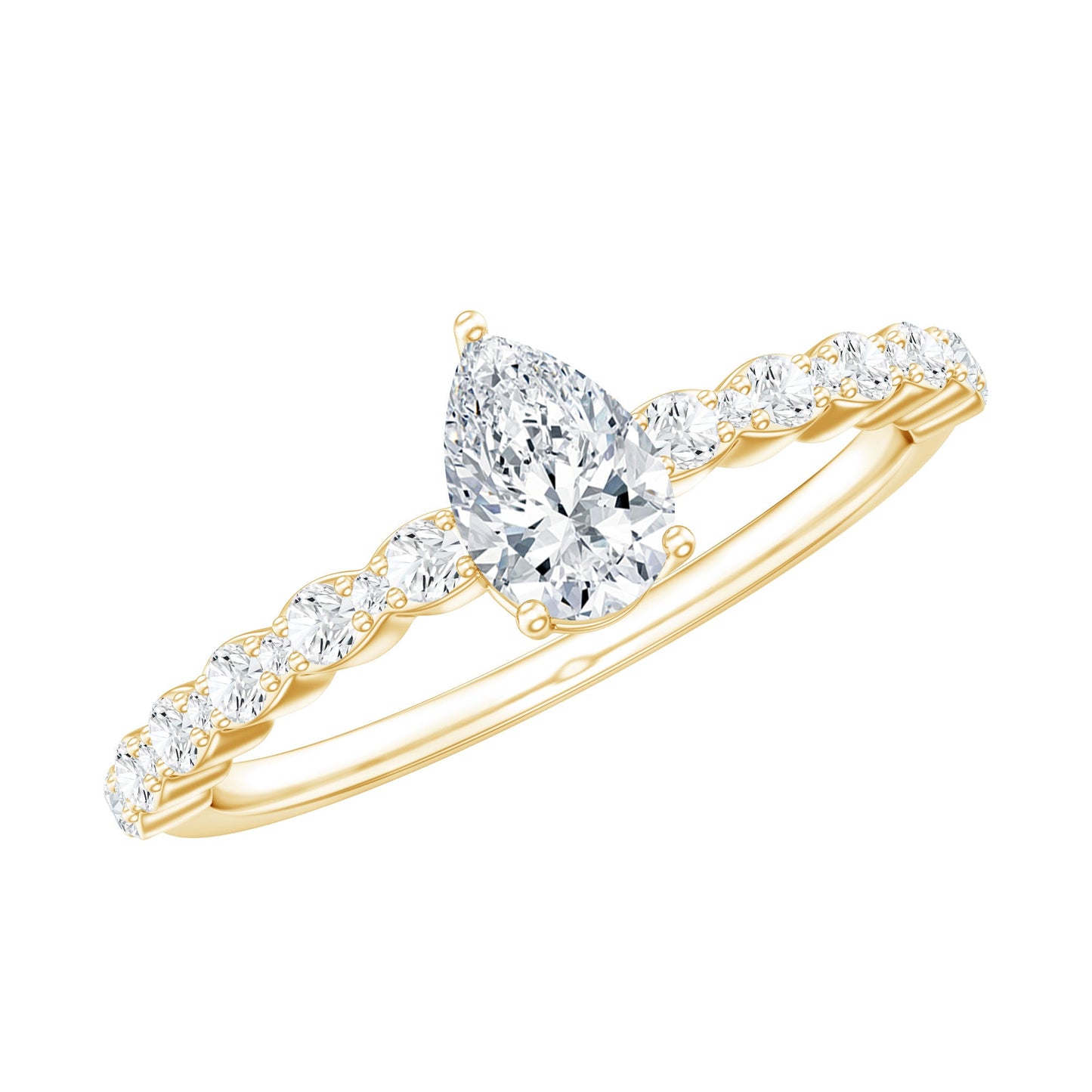 Pear Shape Lab Grown Diamond Solitaire Promise Ring with Side Stones