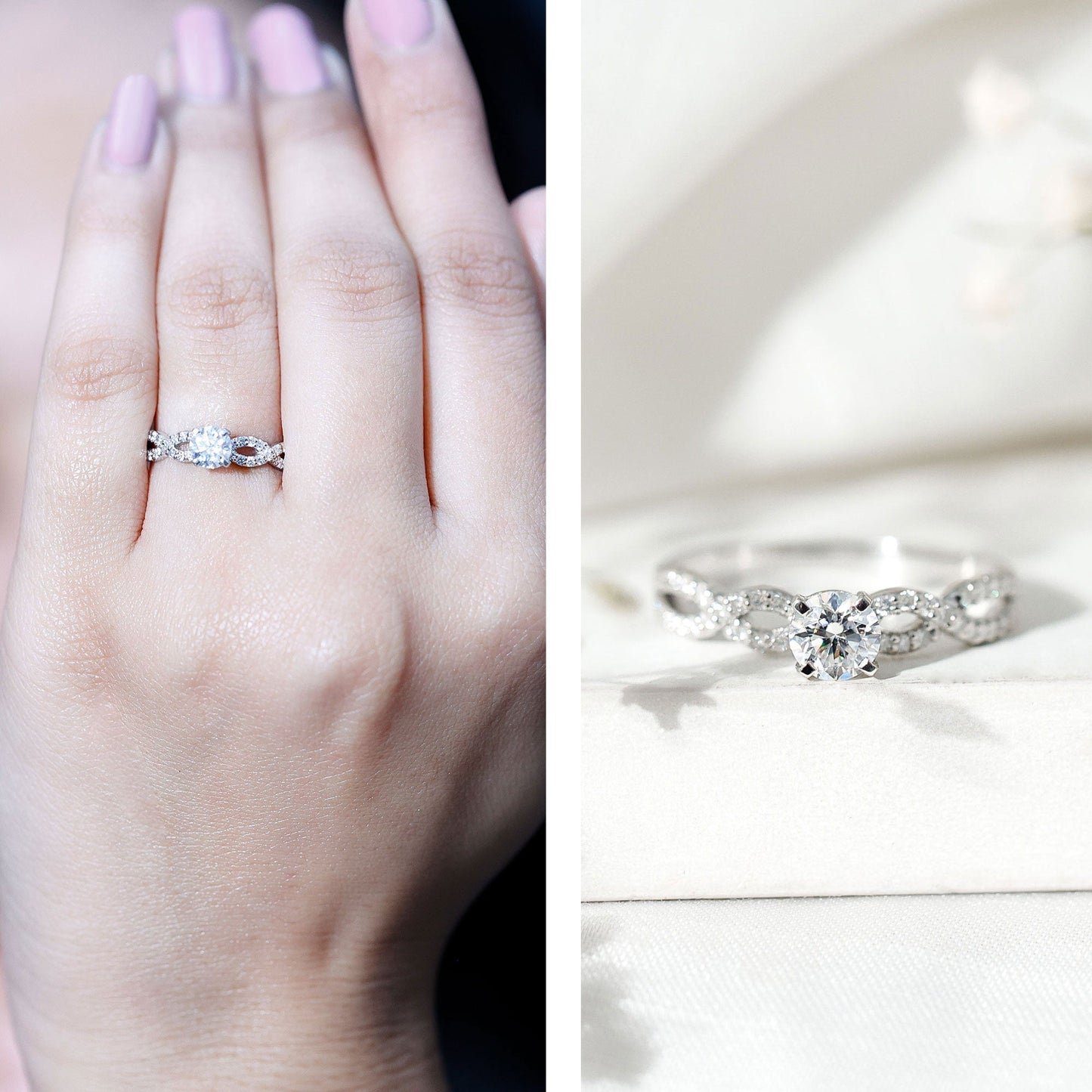 Round Lab Grown Diamond Infinity Solitaire Ring