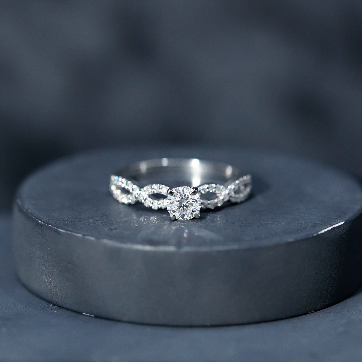 Round Lab Grown Diamond Infinity Solitaire Ring