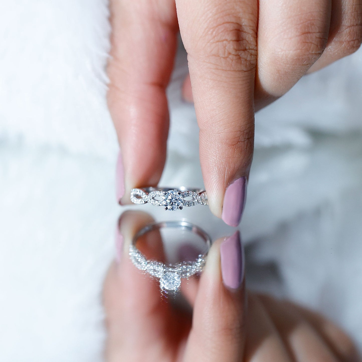 Round Lab Grown Diamond Infinity Solitaire Ring