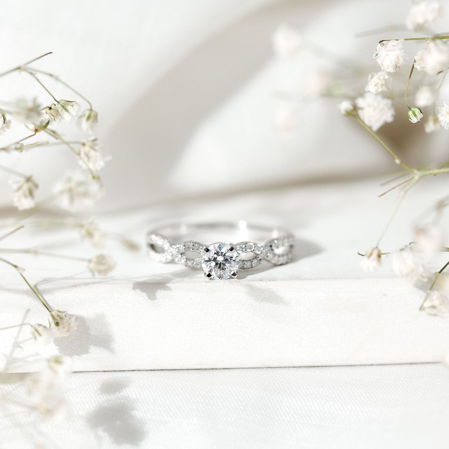 Round Lab Grown Diamond Infinity Solitaire Ring