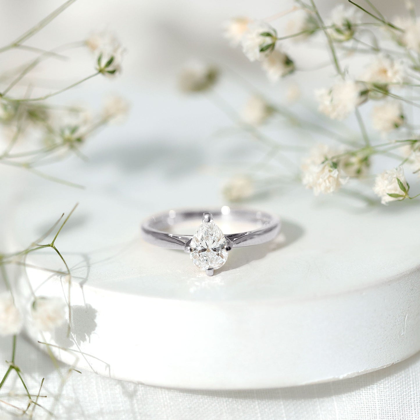 Solitaire Lab Grown Diamond Teardrop Engagement Ring
