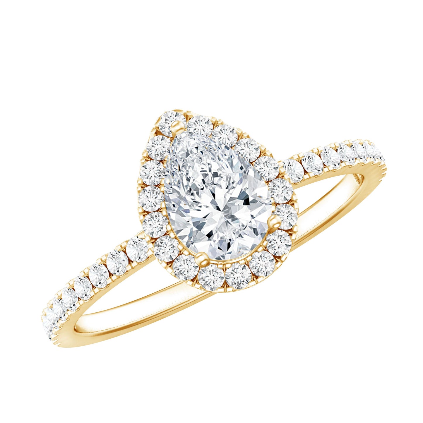 Classic Lab Grown Diamond Pear Engagement Ring with Halo