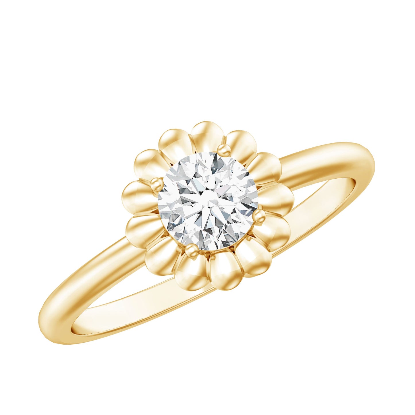 Solitaire Lab Grown Diamond Flower Ring