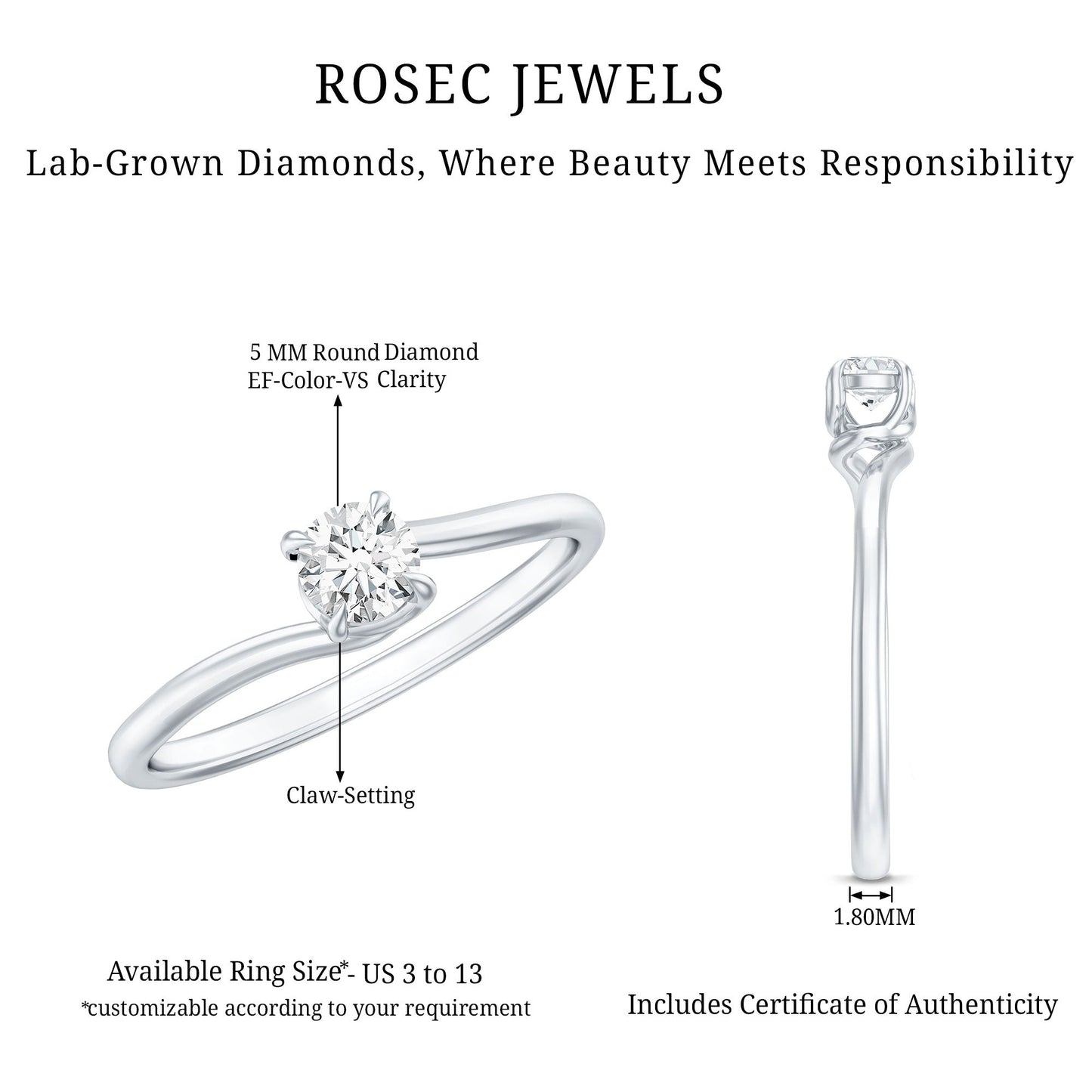 Solitaire Lab Grown Diamond Promise Ring