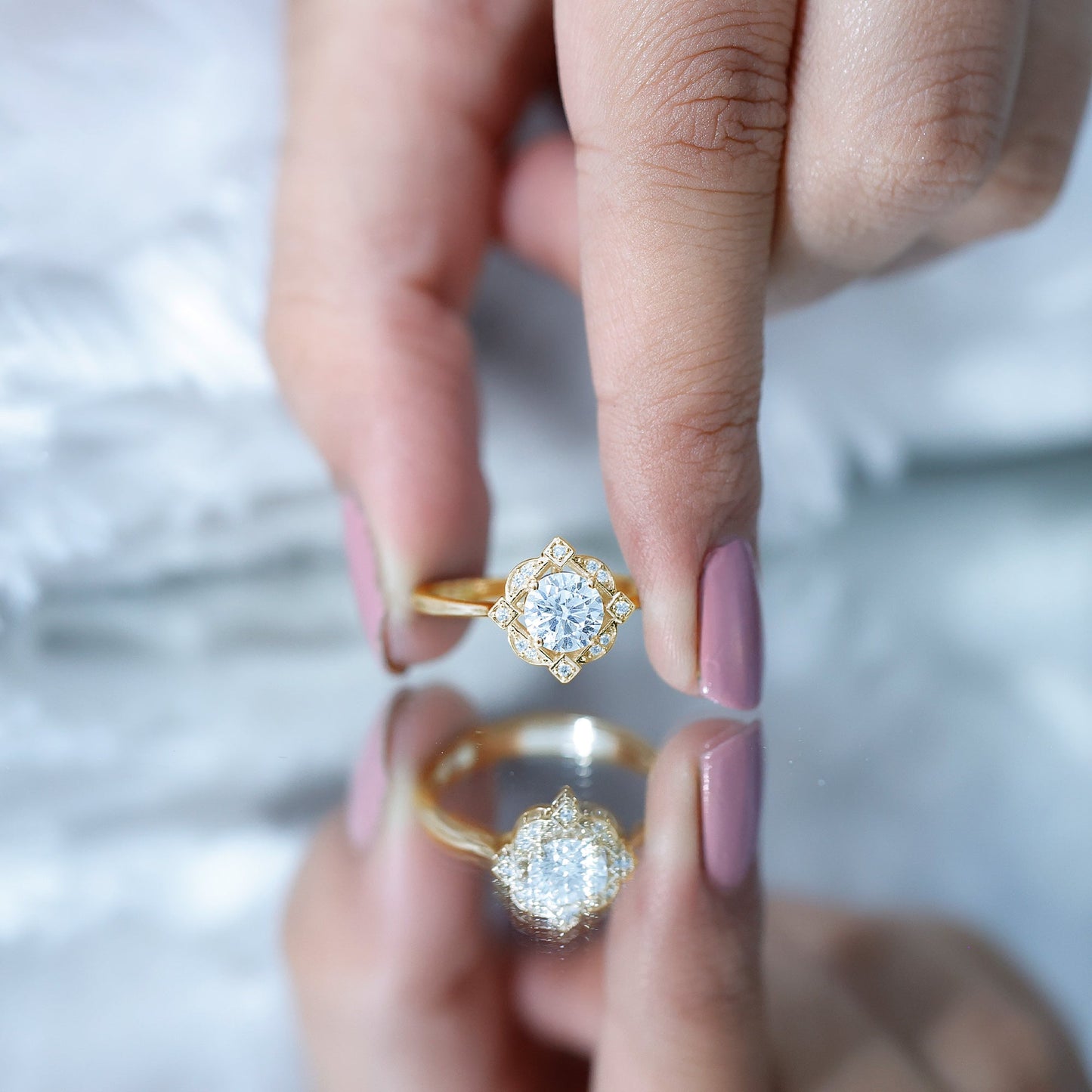 Vintage Style Lab Grown Diamond Engagement Ring
