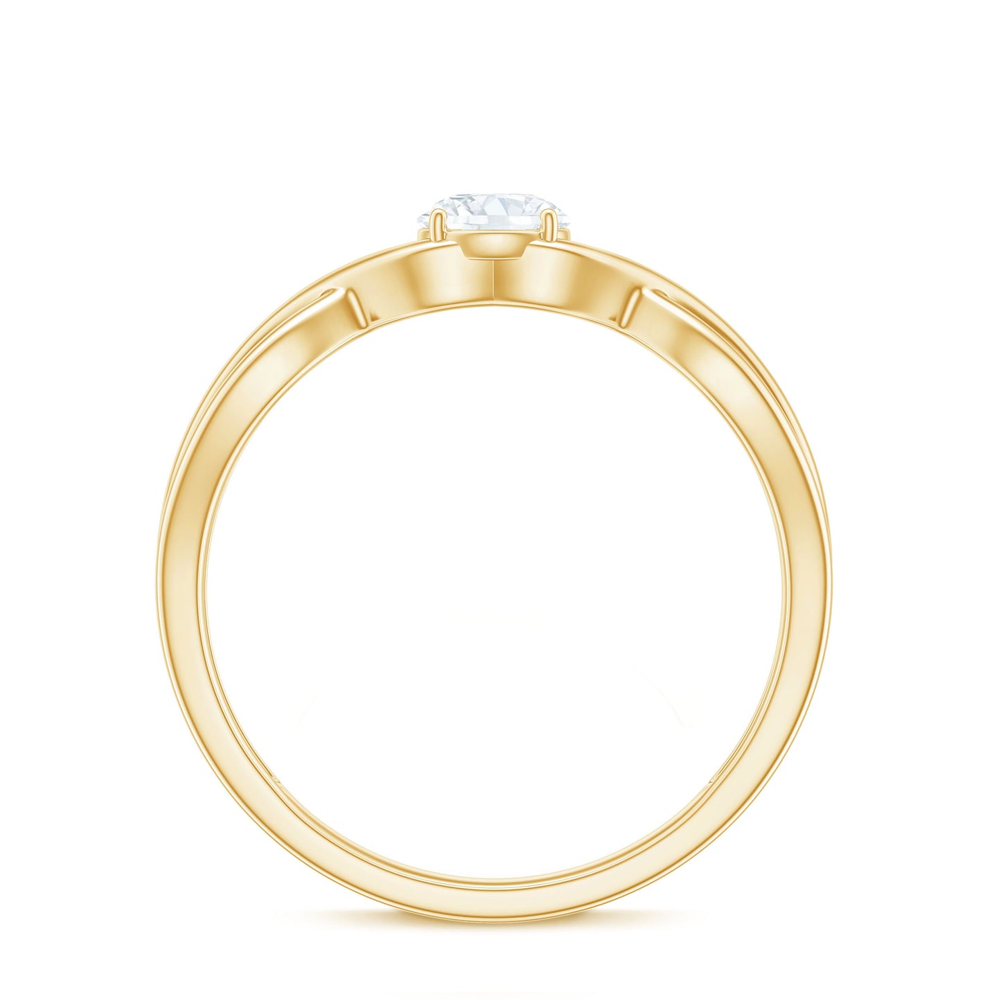 Round Lab Grown Diamond Solitaire Promise Ring in Crossover Shank