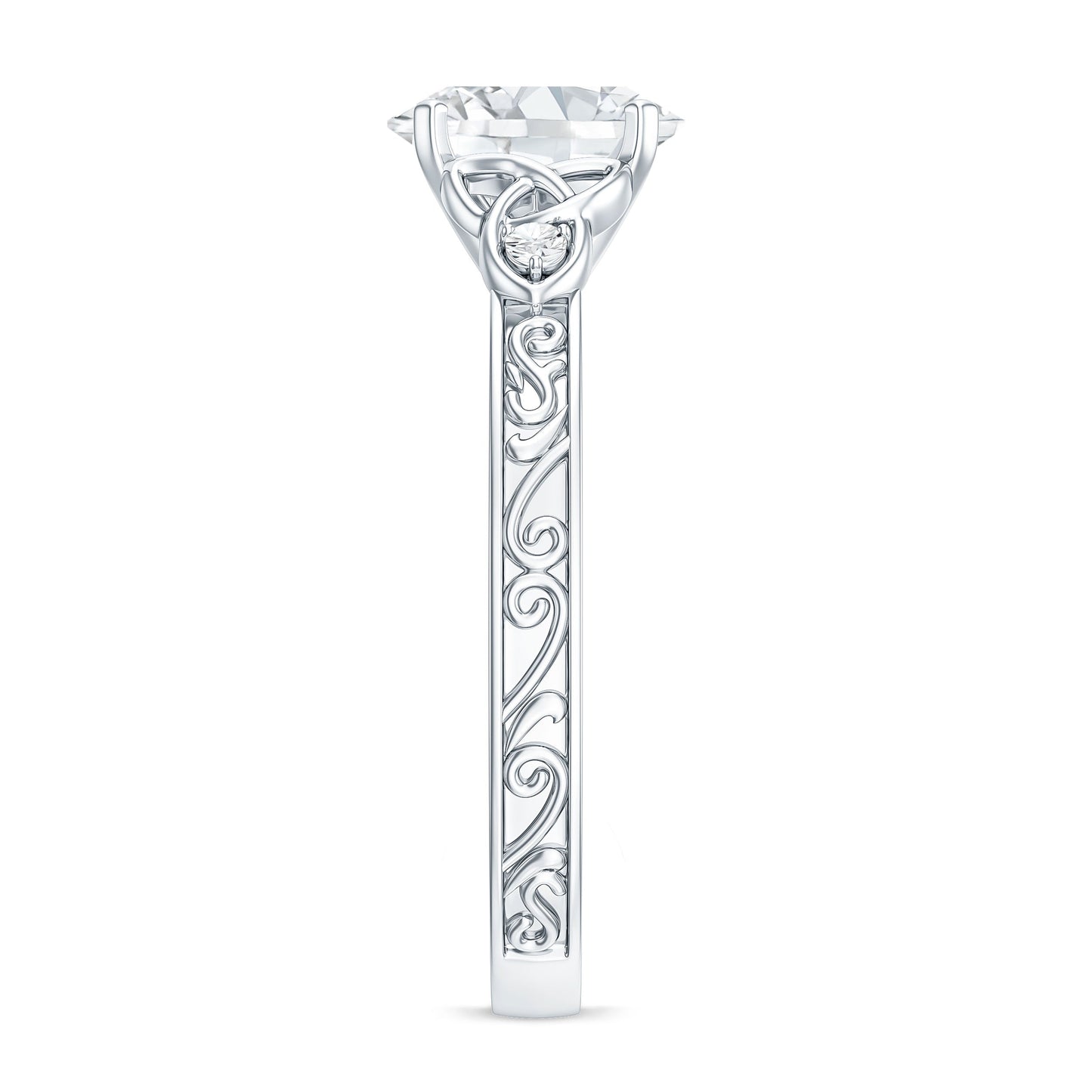 Antique Style Oval Shape Lab Grown Diamond Solitaire Celtic Knot Ring