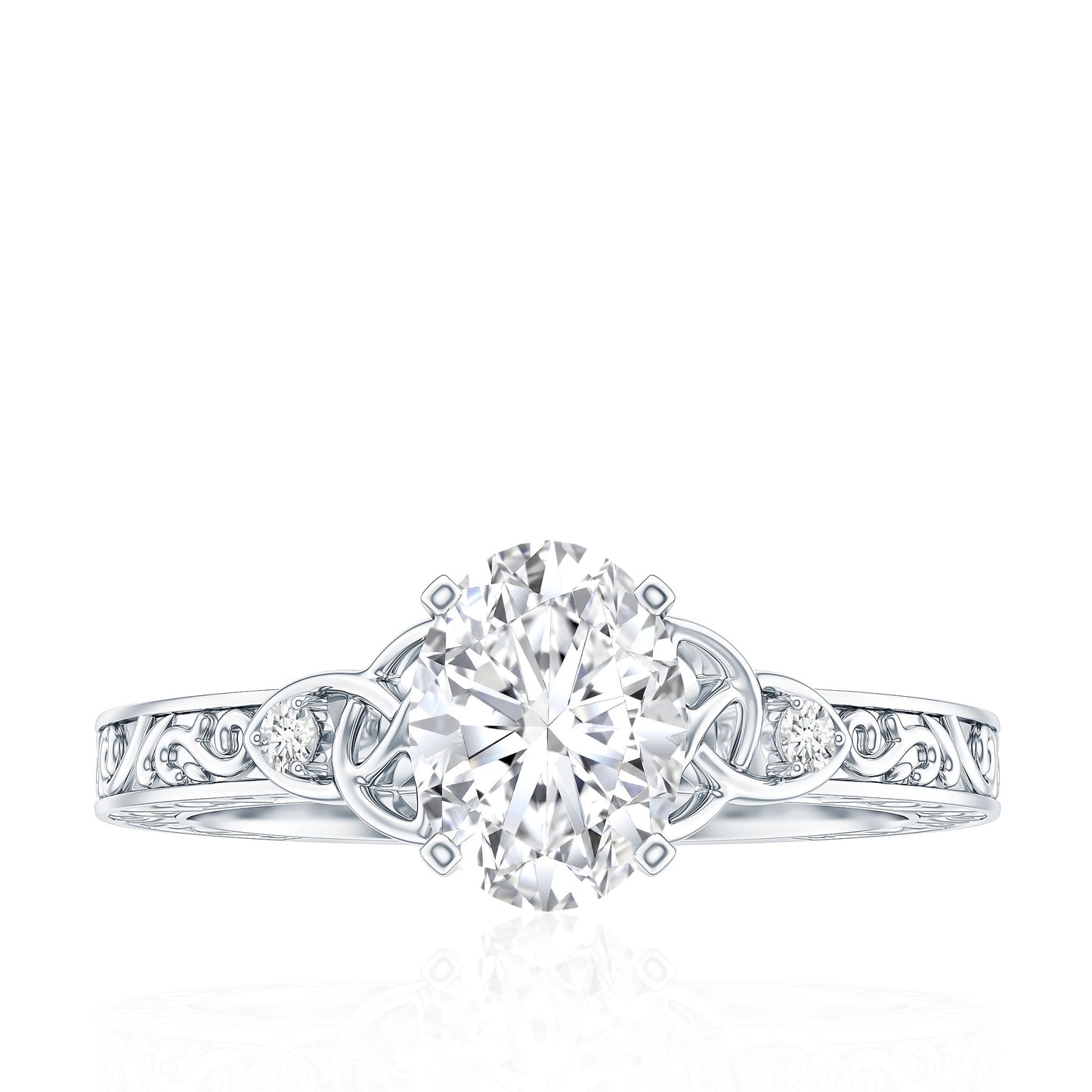 Antique Style Oval Shape Lab Grown Diamond Solitaire Celtic Knot Ring