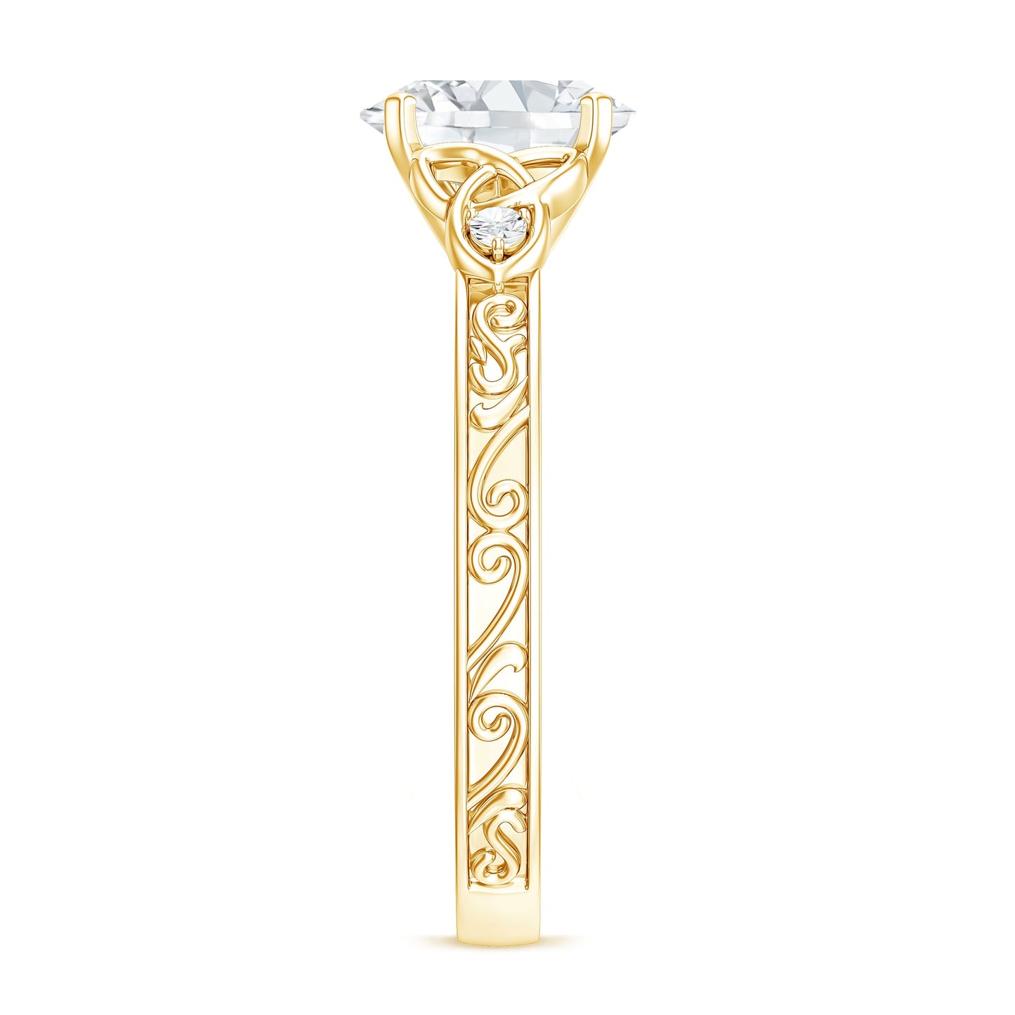 Antique Style Oval Shape Lab Grown Diamond Solitaire Celtic Knot Ring