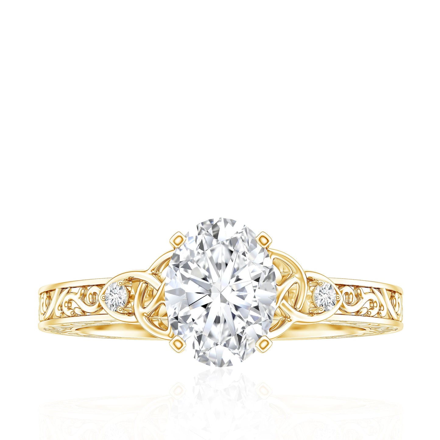Antique Style Oval Shape Lab Grown Diamond Solitaire Celtic Knot Ring