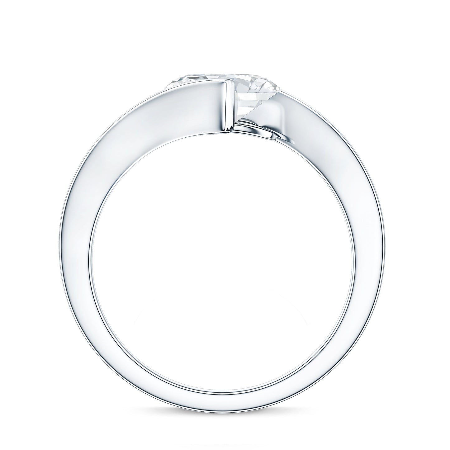 Simple Oval Shape Lab Grown Diamond Solitaire Bypass Ring