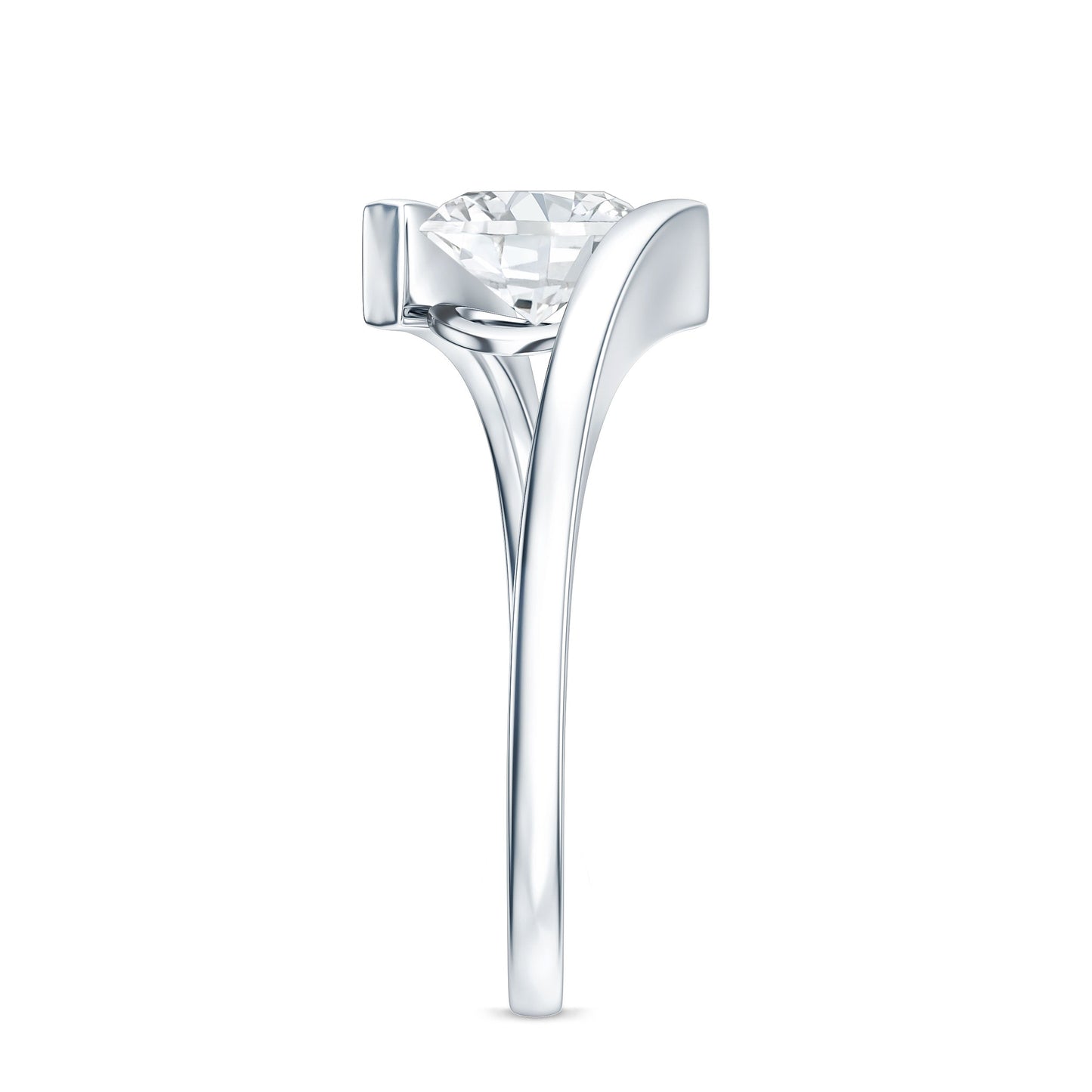 Simple Oval Shape Lab Grown Diamond Solitaire Bypass Ring