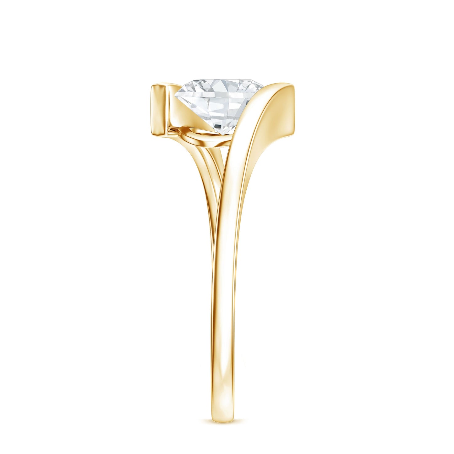 Simple Oval Shape Lab Grown Diamond Solitaire Bypass Ring