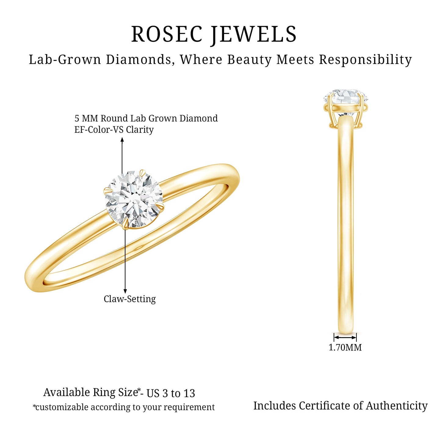 Brilliant Cut Lab Grown Diamond Solitaire Promise Ring