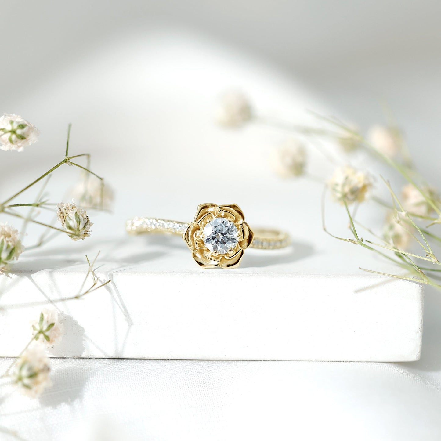 Nature Inspired Floral Engagement Ring with Lab Grown Diamond