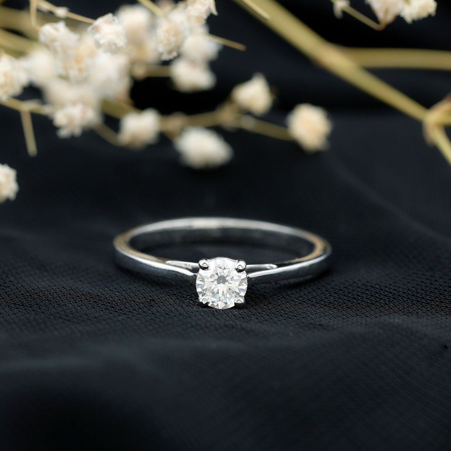 Minimal Round Lab Grown Diamond Solitaire Ring