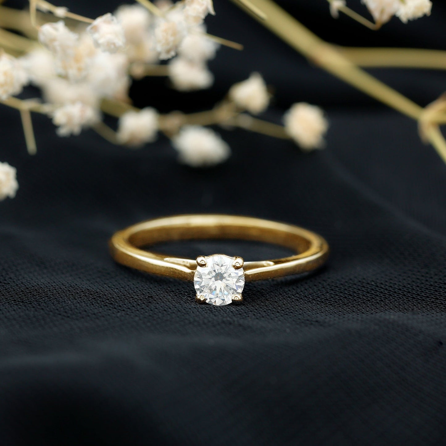 Minimal Round Lab Grown Diamond Solitaire Ring