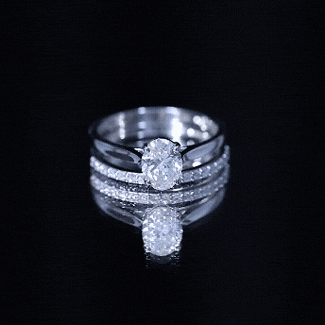 1 Carat Solitaire Lab Grown Diamond Oval Bridal Ring Set for Women