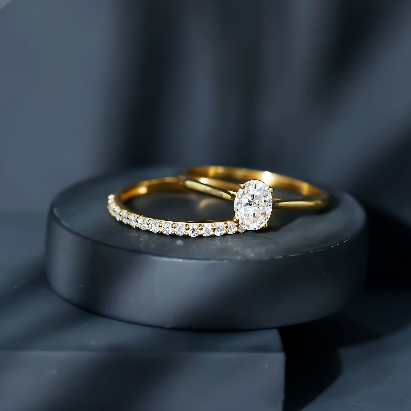 1 Carat Solitaire Lab Grown Diamond Oval Bridal Ring Set for Women