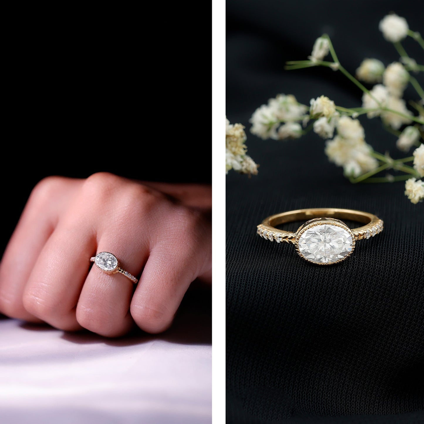 Oval Lab Grown Diamond Solitaire Engagement Ring in Bezel Setting