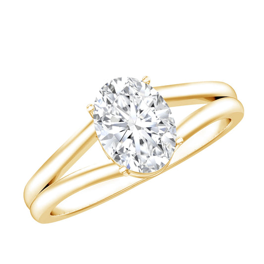 Oval Lab Grown Diamond Solitaire Ring in Split Shank
