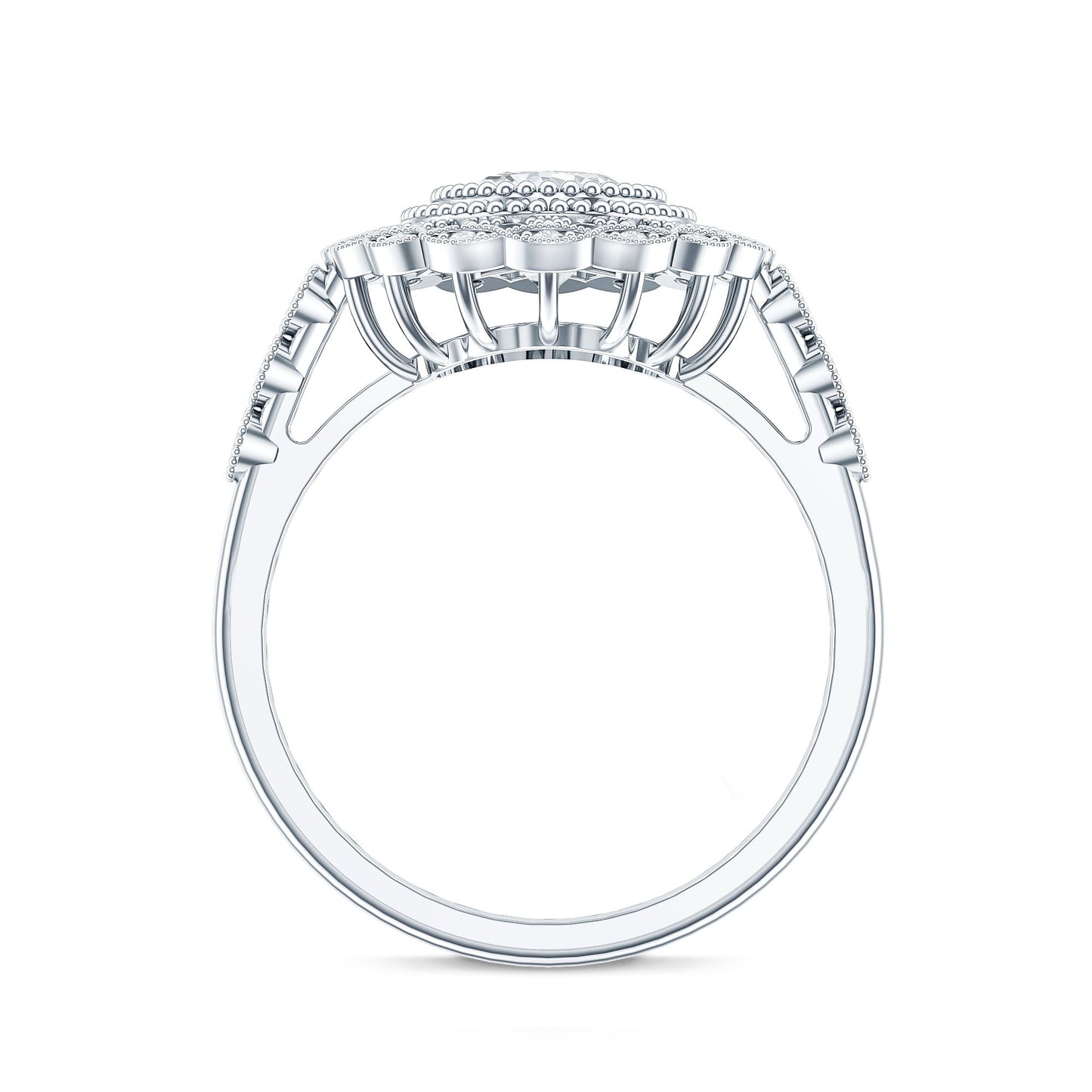 Vintage Style Oval Lab Grown Diamond Statement Engagement Ring