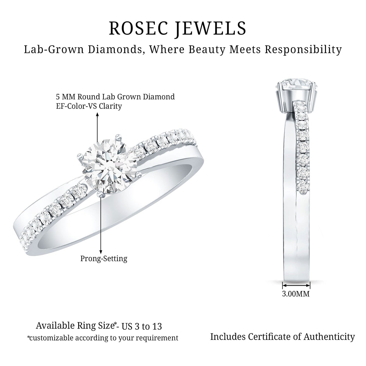 Round Lab Grown Diamond Solitaire Promise Ring