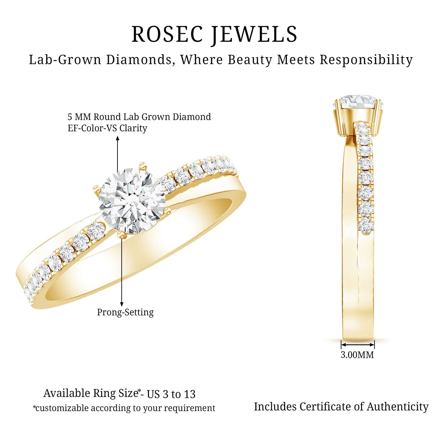 Round Lab Grown Diamond Solitaire Promise Ring