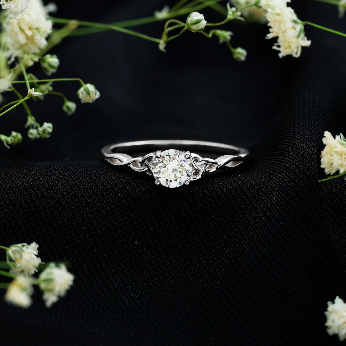 Solitaire Lab Grown Diamond Celtic Knot Promise Ring