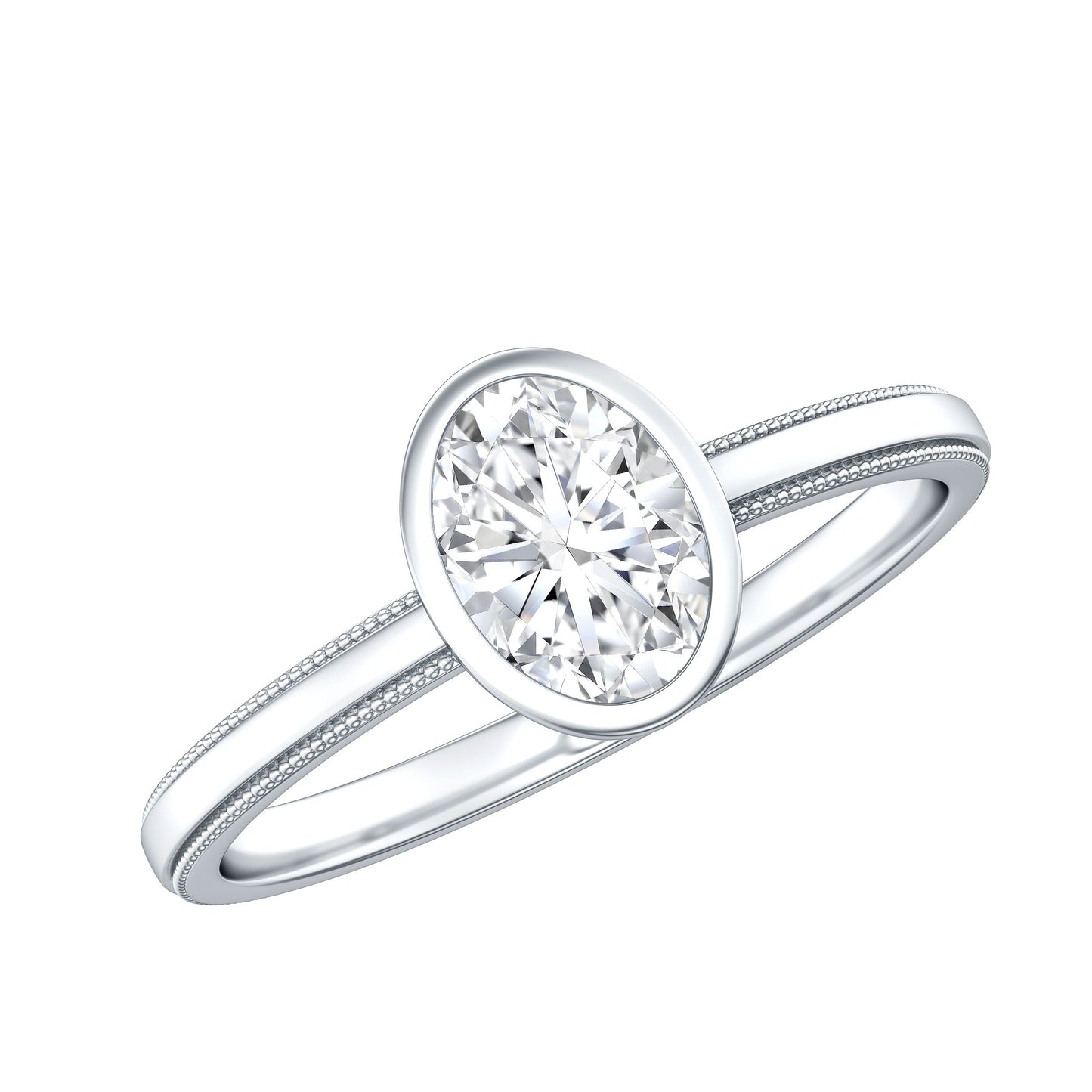Bezel Set Oval Lab Grown Diamond Solitaire Ring