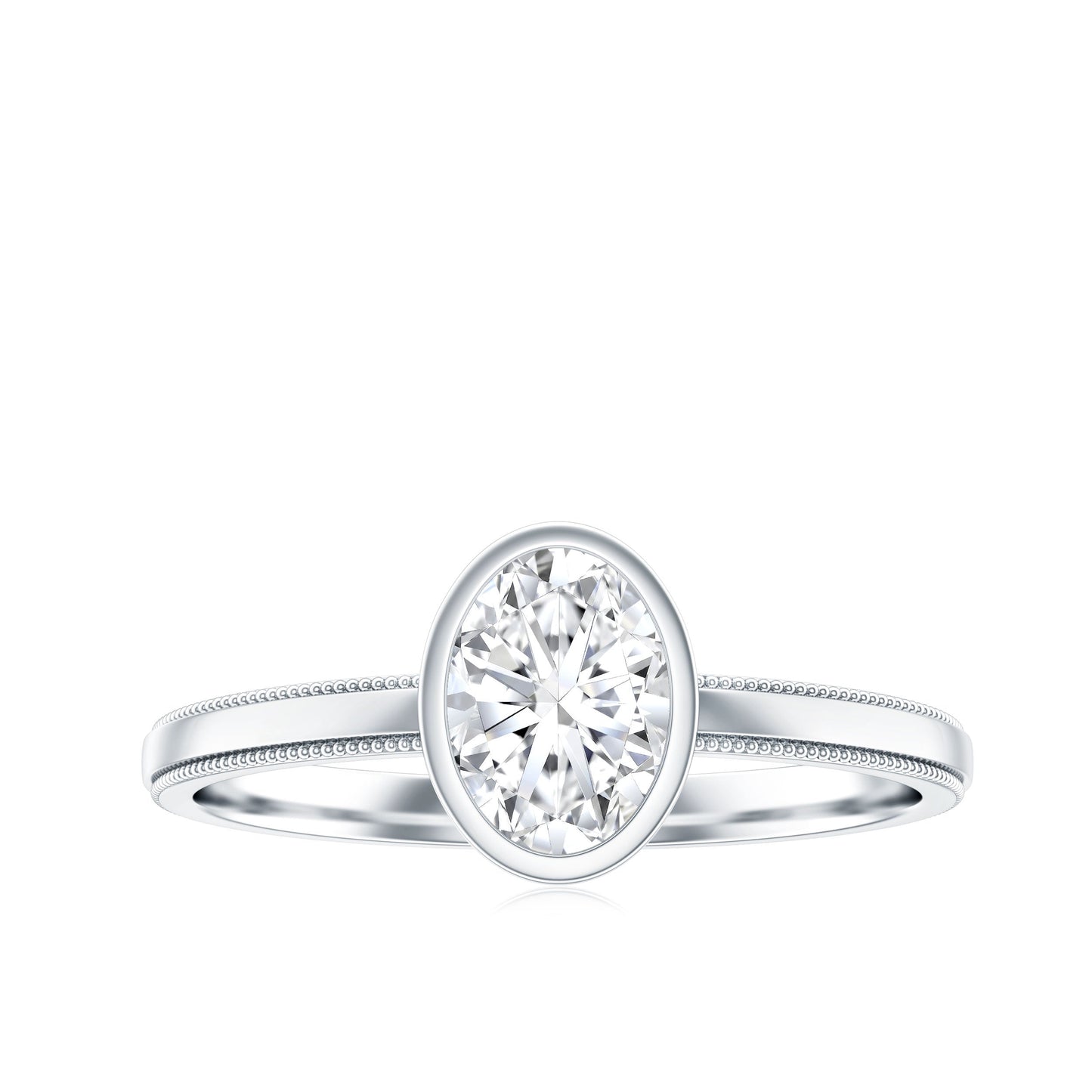 Bezel Set Oval Lab Grown Diamond Solitaire Ring