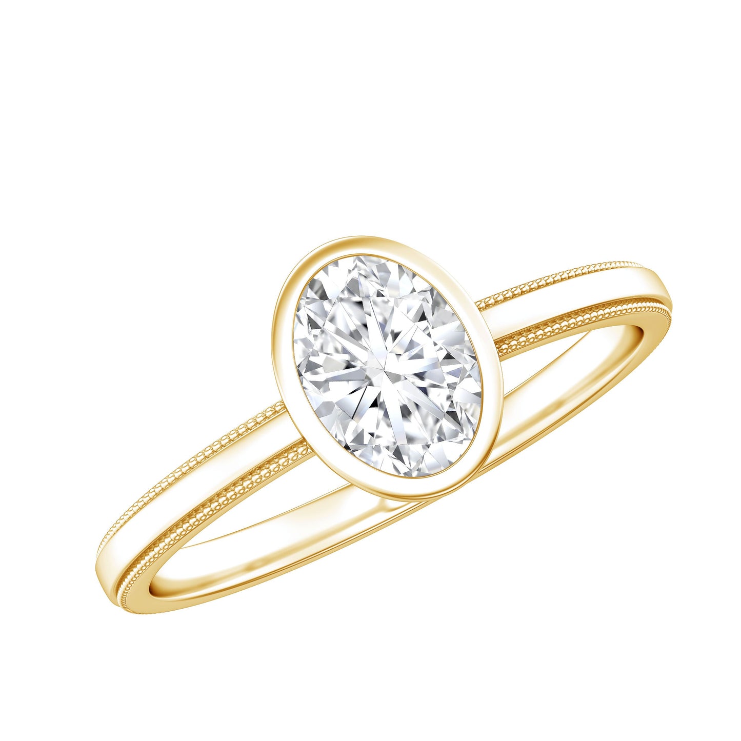 Bezel Set Oval Lab Grown Diamond Solitaire Ring
