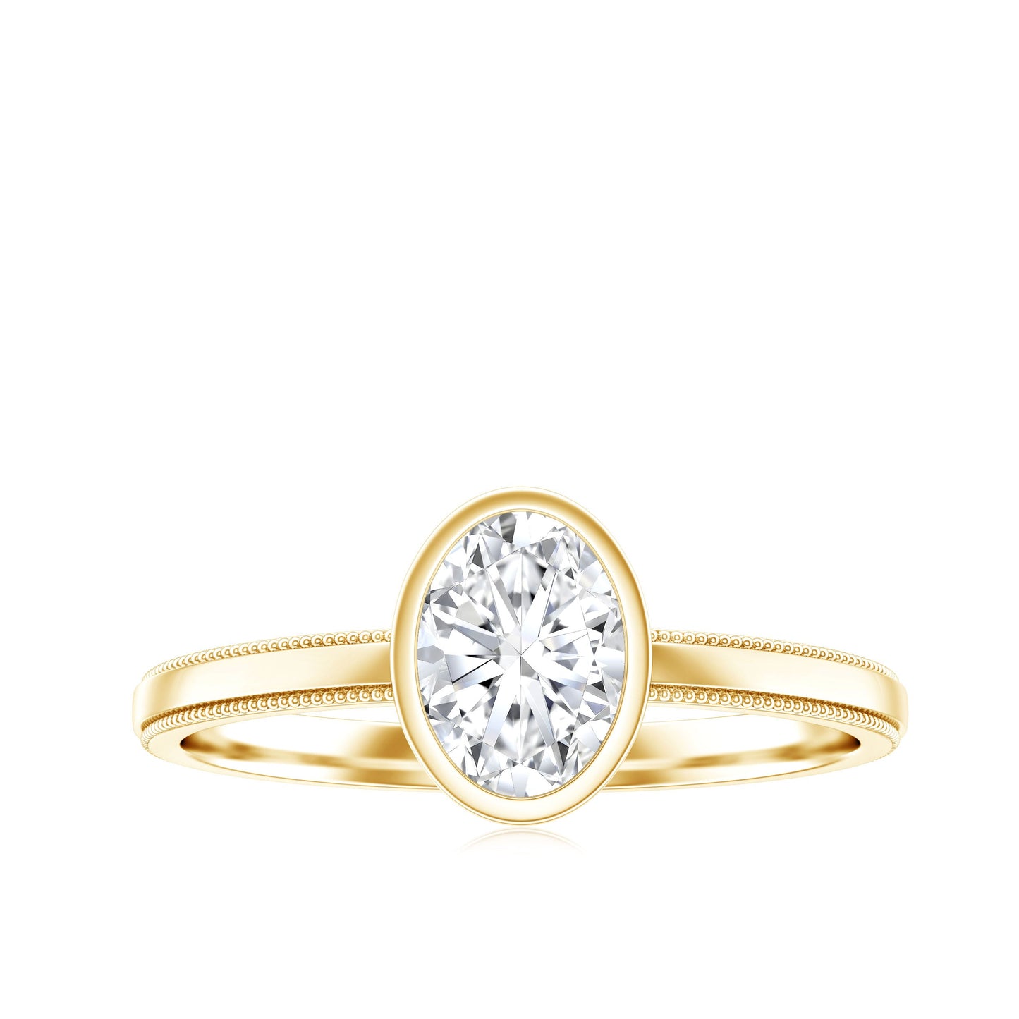 Bezel Set Oval Lab Grown Diamond Solitaire Ring