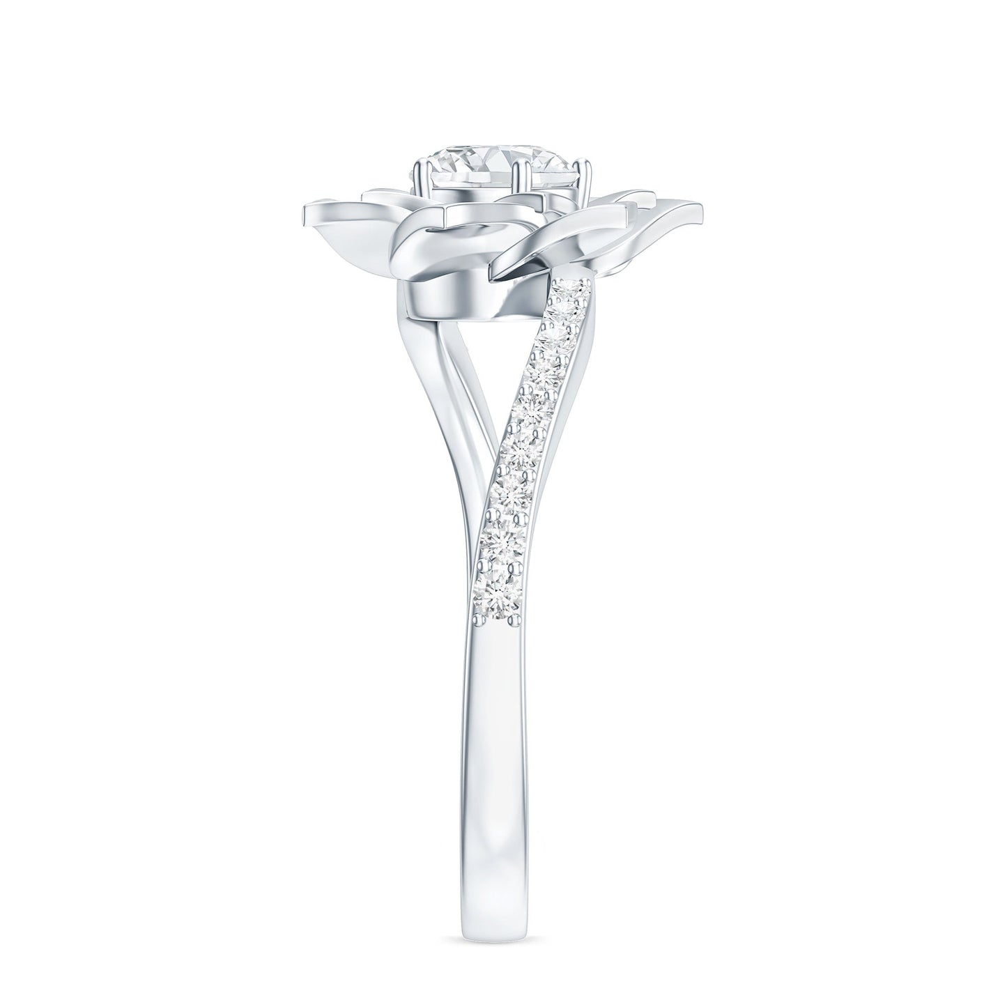 Lab Grown Diamond Nature Inspired Floral Bypass Ring