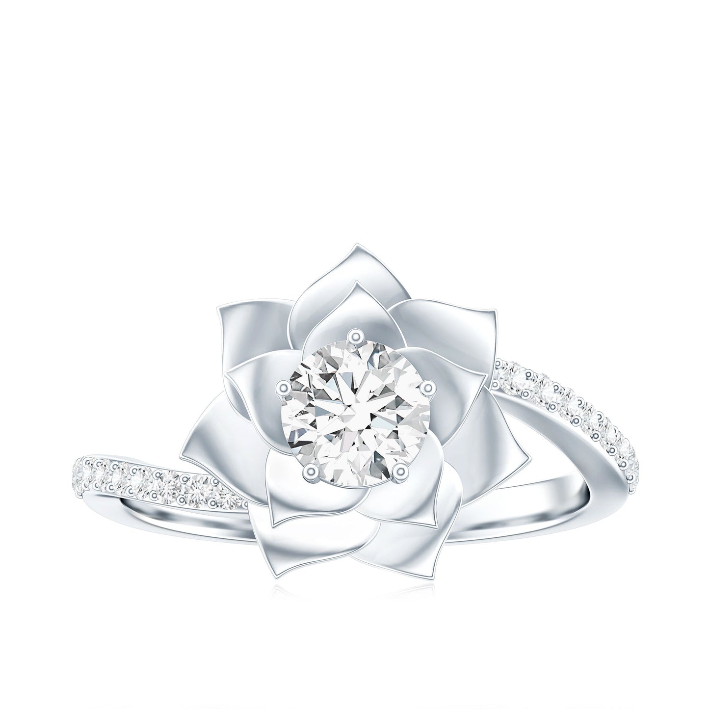 Lab Grown Diamond Nature Inspired Floral Bypass Ring