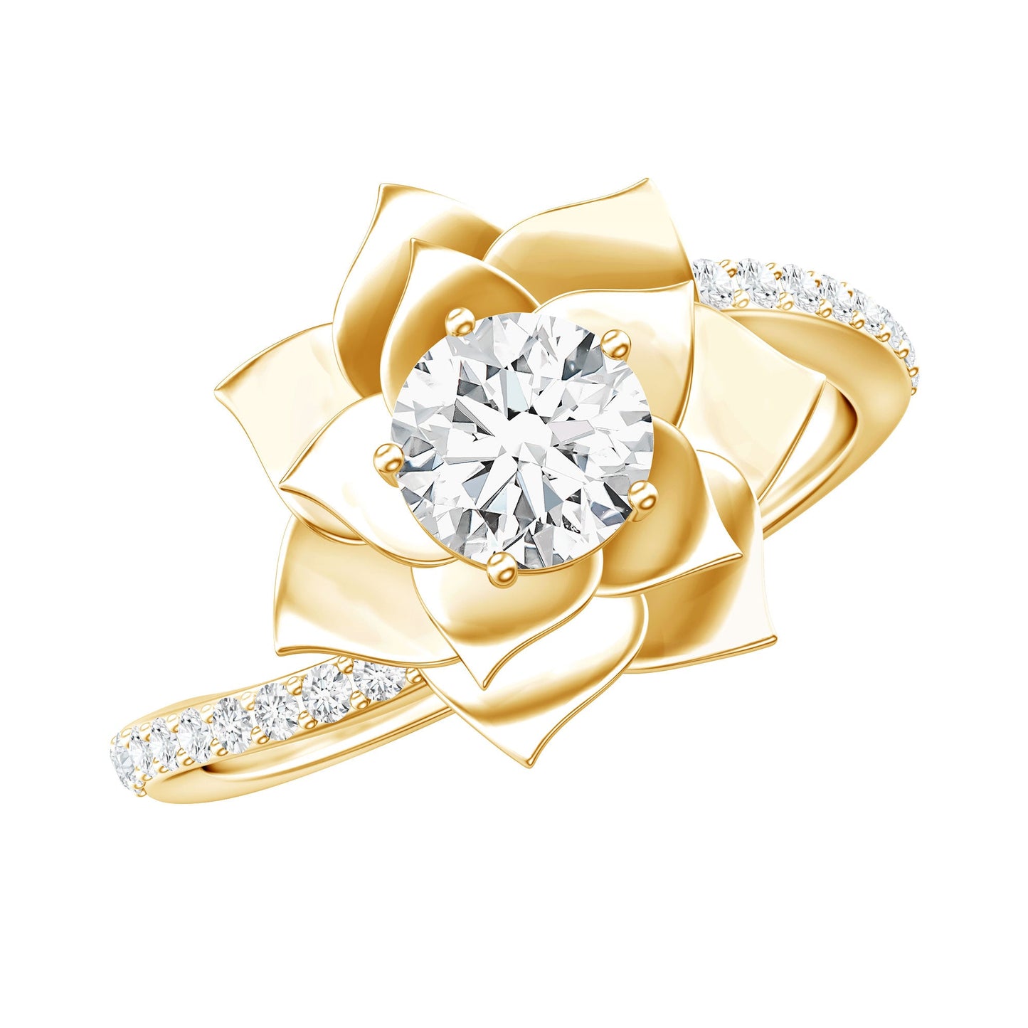 Lab Grown Diamond Nature Inspired Floral Bypass Ring