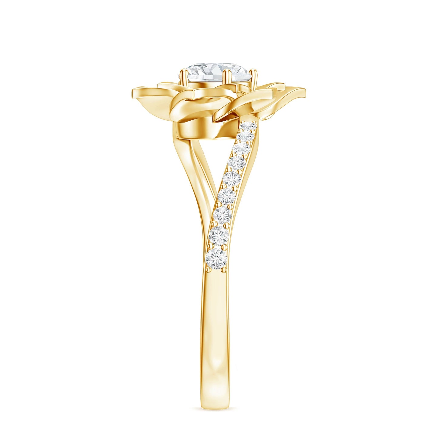 Lab Grown Diamond Nature Inspired Floral Bypass Ring